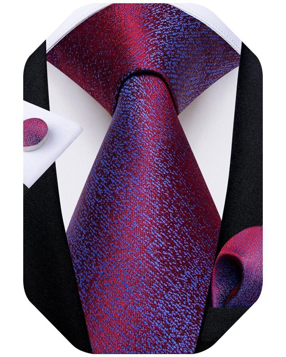 9460 Solid Color Tie and Pocket Square Set Woven Silk Plain Necktie &